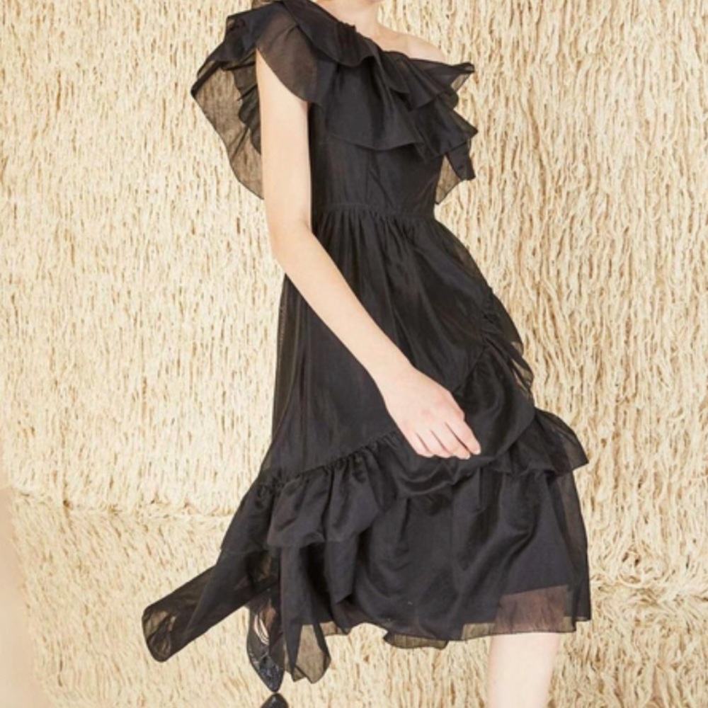 ULLA JOHNSON Clemente Ruffle Midi Dress - Size 6